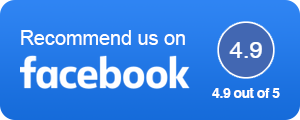 Blue Logo Graphic that says Recommend Us on Facebook
