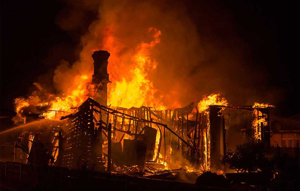 Stock Photo of home on fire
